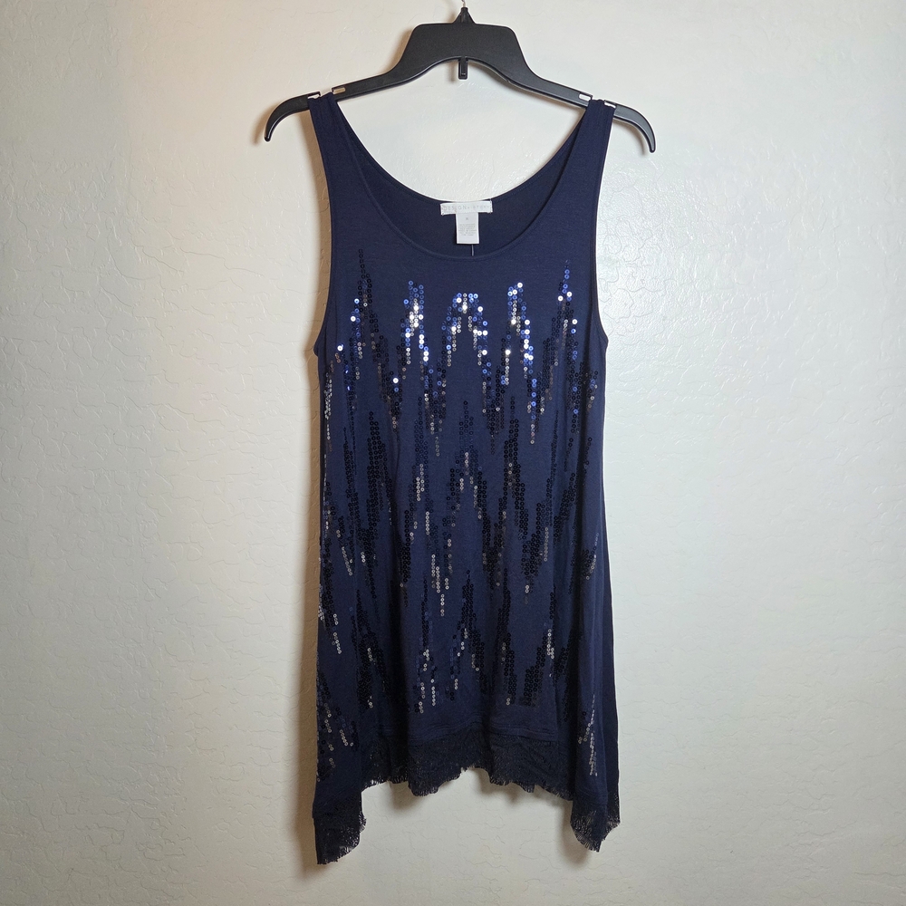 Design History Deep Blue Sequin Embellished Top